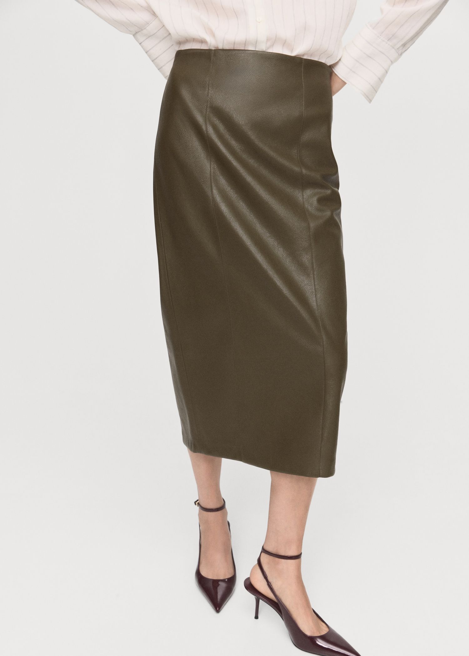 Faux-Leather Pencil Skirt - Women | Mango Usa