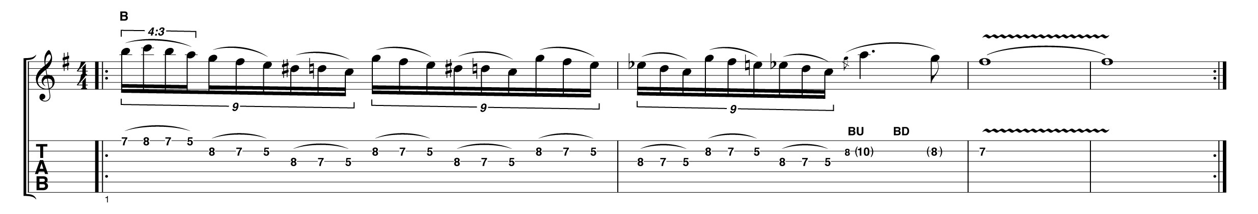 Descending pull-off lick