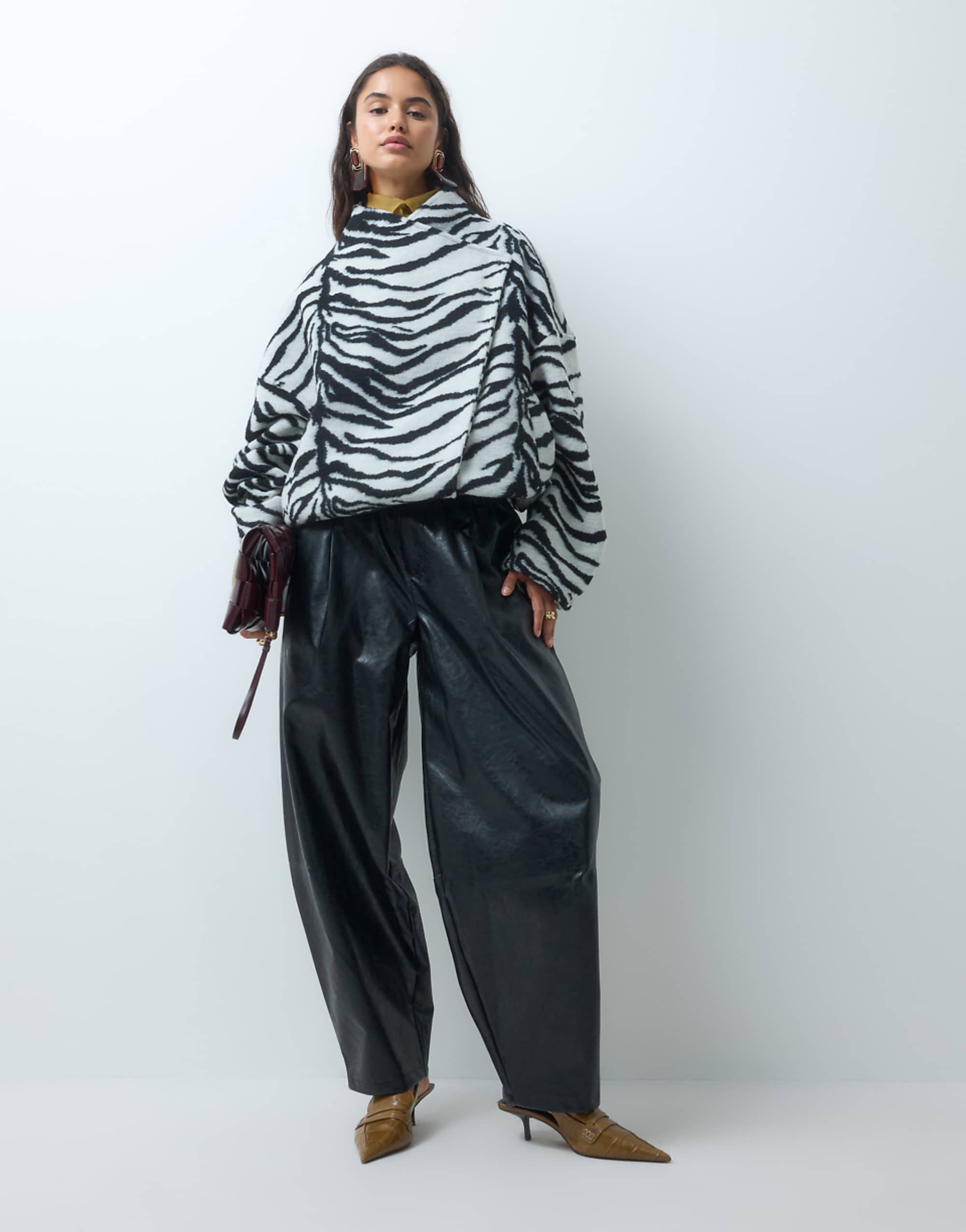 Asos Design 80s Batwing Textured Formal Jacket in White Zebra