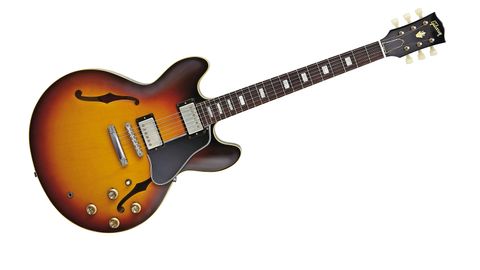 The 50th Anniversary 1963 ES-335 adds small block inlays and the narrower horns