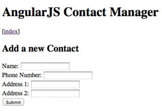 From the index page, try adding a new user. You can see the form embedded in the view for adding new contacts