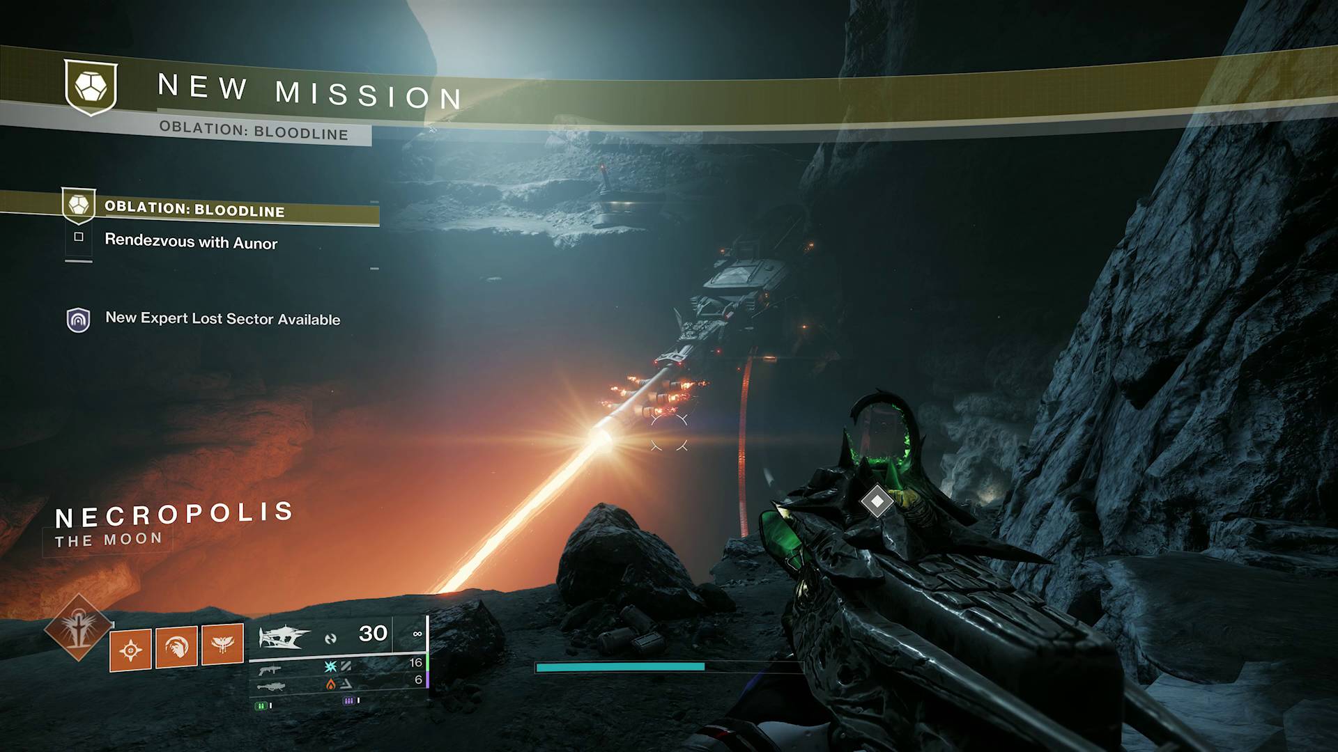 Destiny 2 Oblation Exotic mission start with Cabal mining laser