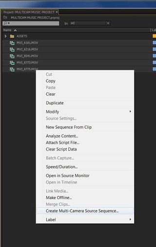 Choose Create Multi-Camera Source Sequence from the menu