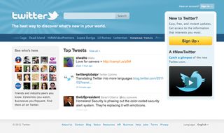 The image shows the Twitter homepage how a person without colour blindness would see it