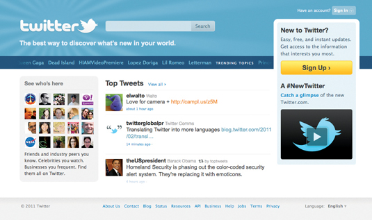 The image shows the Twitter homepage how a person without colour blindness would see it