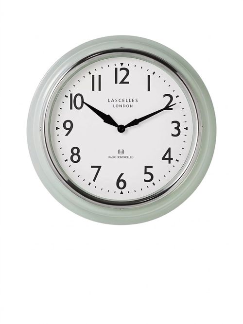 Radio Controlled Retro Analogue Wall Clock, 35cm, Pastel Green