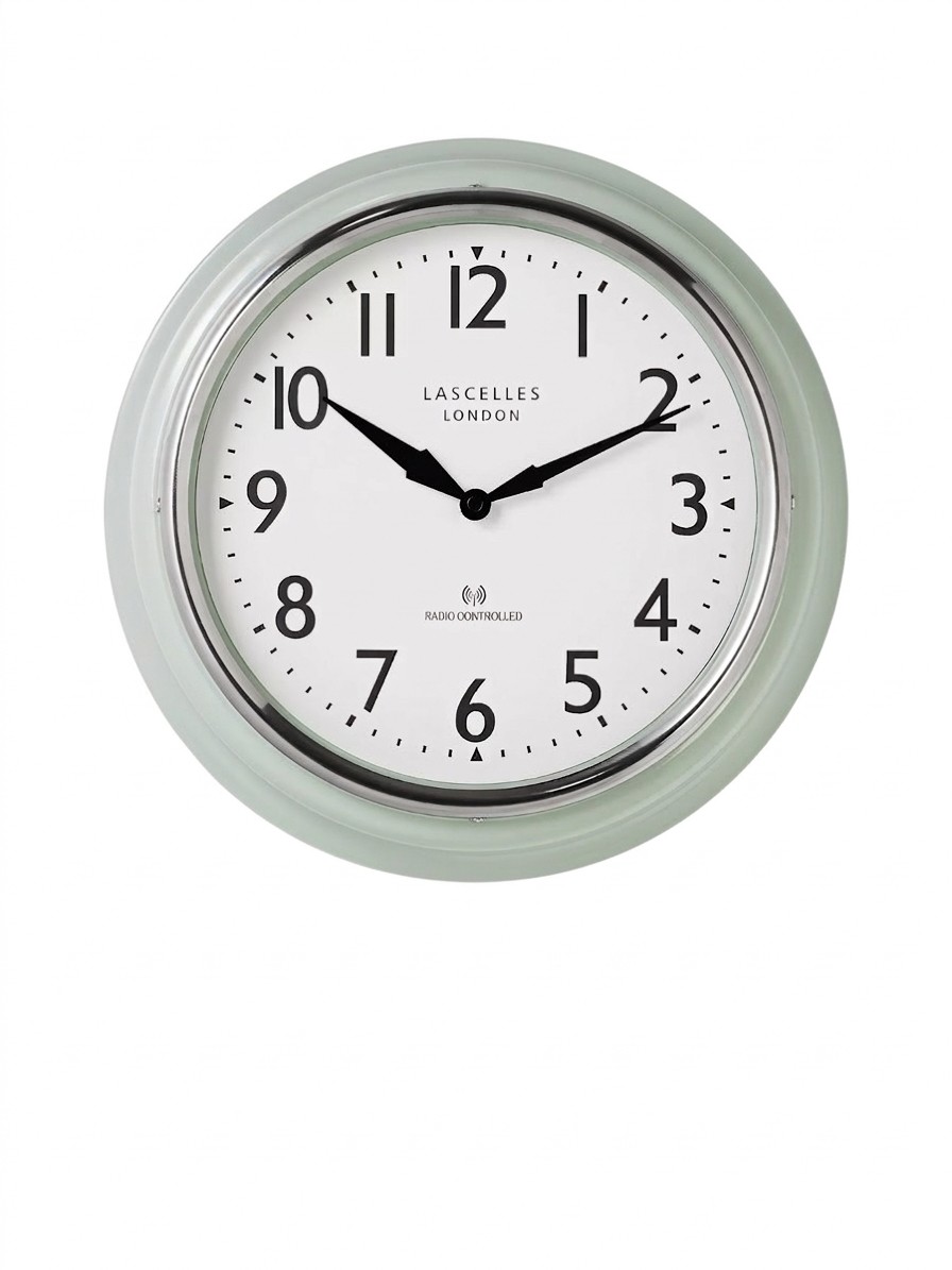 Lascelles, Lascelles Radio Controlled Retro Analogue Wall Clock, 35cm, Pastel Green