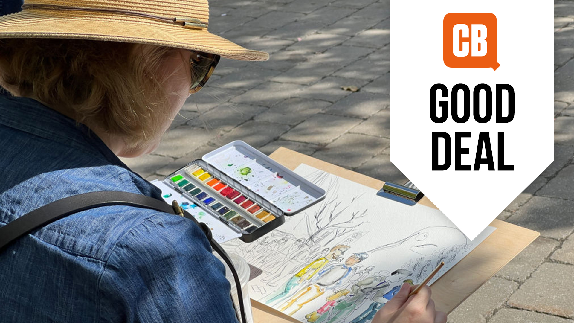 someone doing watercolours outside