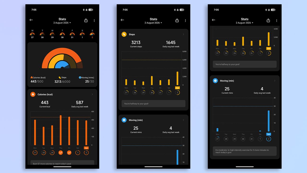 Screenshots of the Mi Fitness app on Android