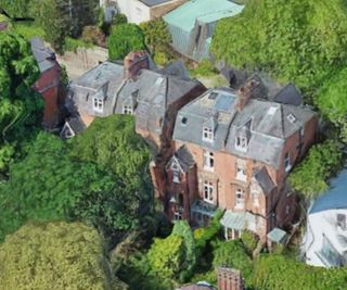 An overhead shot of Rafe Spall's home with a rear conservatory