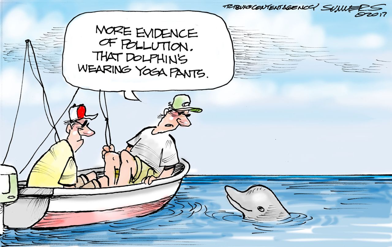 Political Cartoon U.S. Environment EPA Dolphin Pollution Climate Change