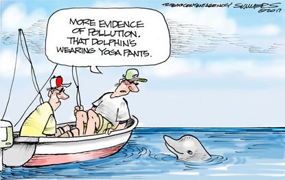 Political Cartoon U.S. Environment EPA Dolphin Pollution Climate Change