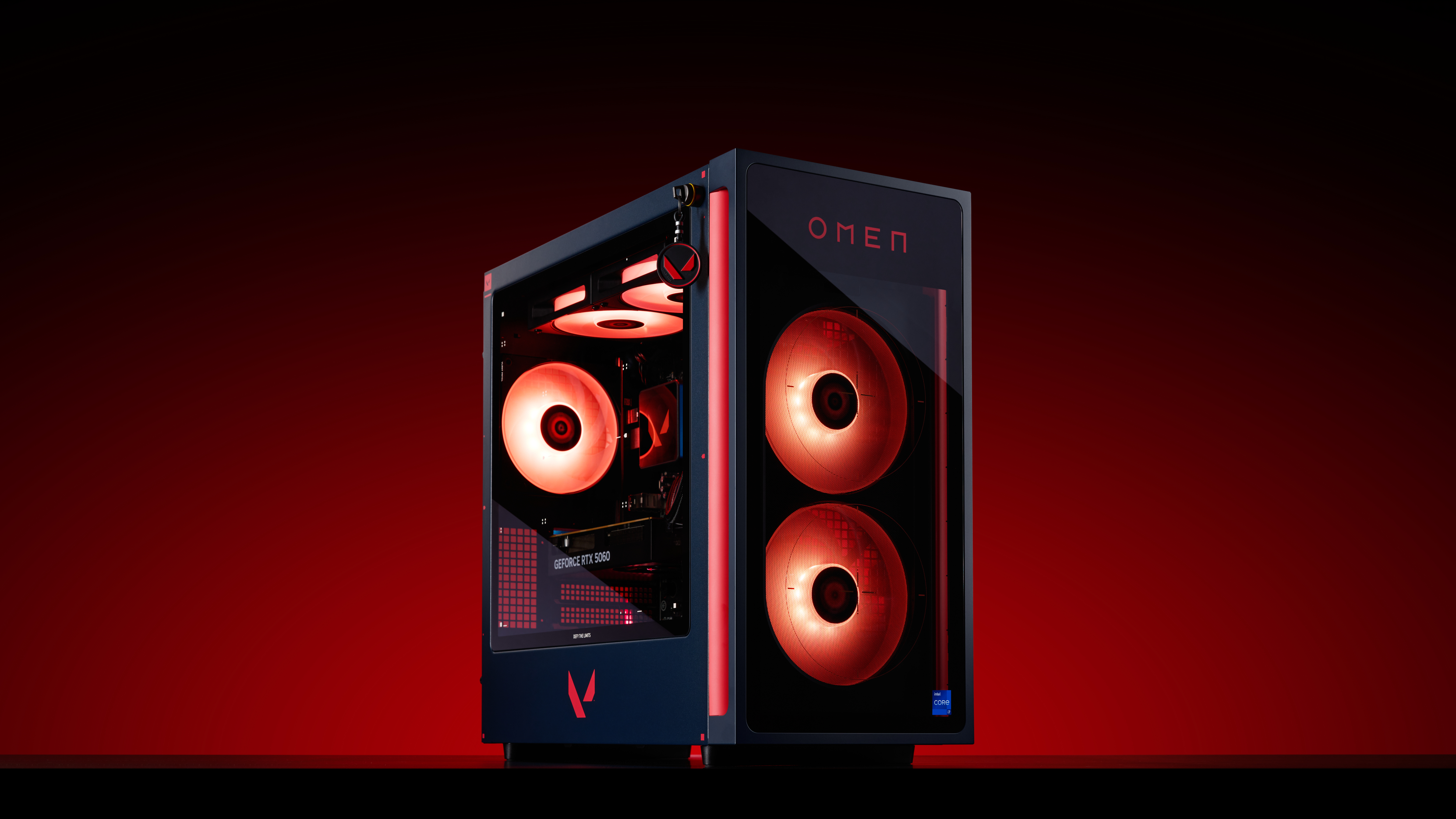 Image of the HP OMEN 35L VALORANT Limited Edition pre-built desktop gaming PC.