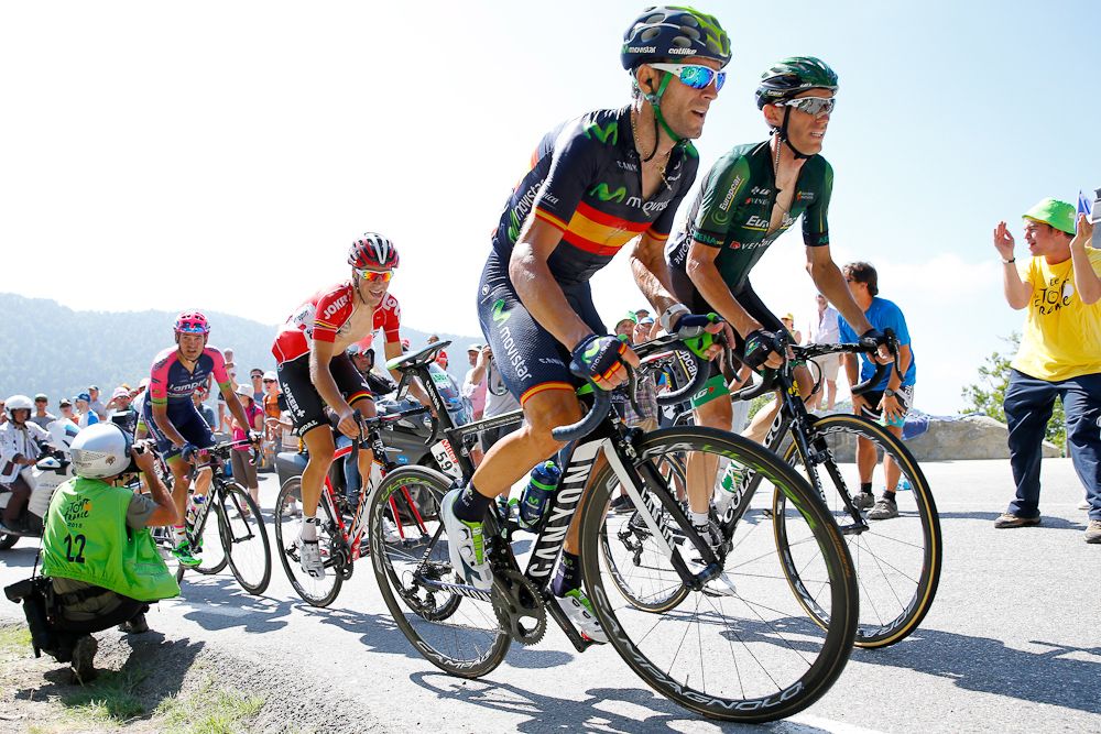 Alejandro Valverde rides during stage 10.