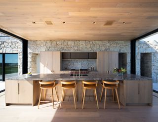 wood and stone kitchen