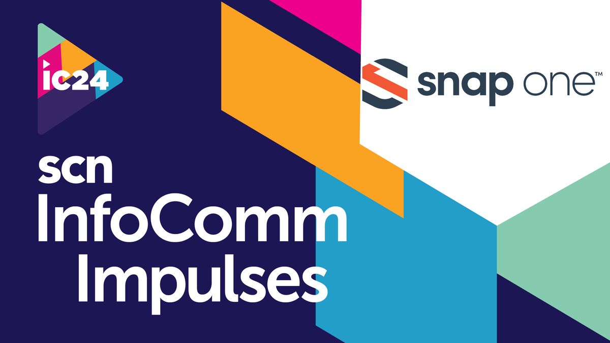 The Snap One logo on the InfoComm 2024 Impulses design. 