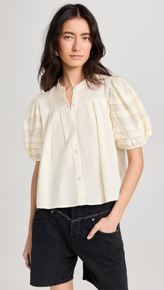 Salome Puff Sleeve Button Down Top