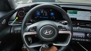 Hyundai Elantra Hybrid dashboard view.