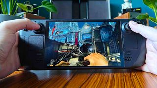 Phil Hayton using Steam Deck OLED to play Dishonored.