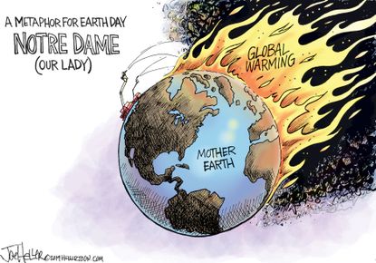 Editorial cartoon World Earth Day notre dame