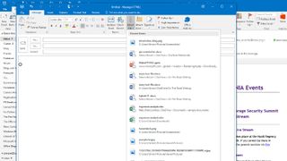 Outlook shows a list of files you’ve been editing ready to send in a new mail