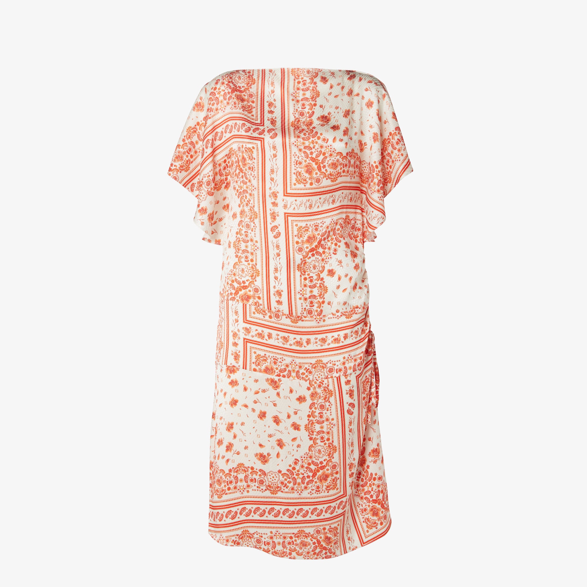 Dresssilk Dress With Coral Bandana Print