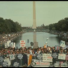 Crowd at pro-choice rally, regarding a possible Supreme Court reversal of Roe v. Wade decision in November 12, 1989