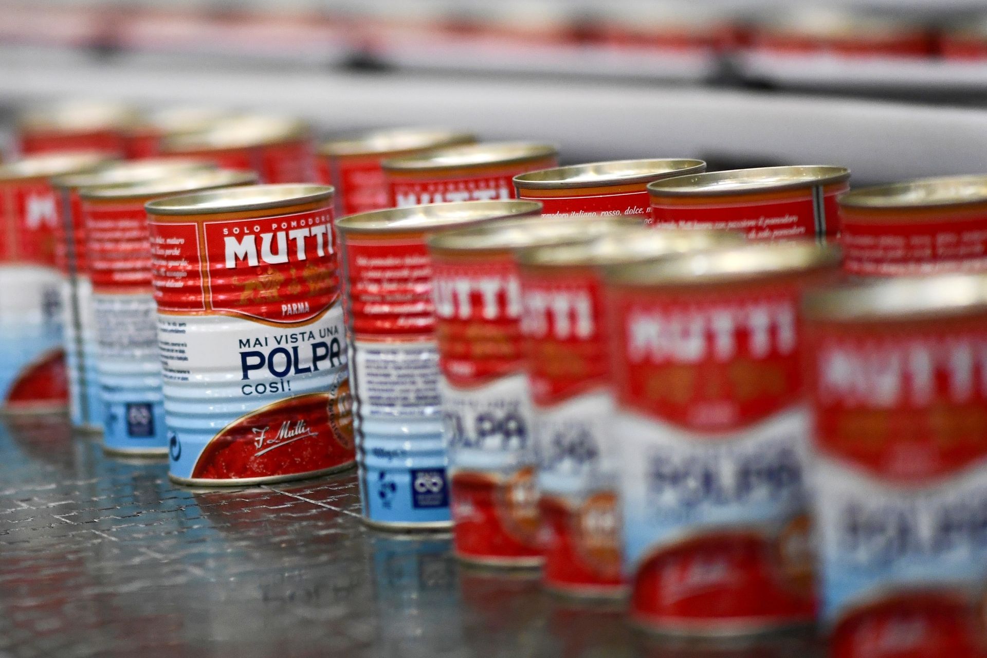 mutti tomato cans in manufacturing facility