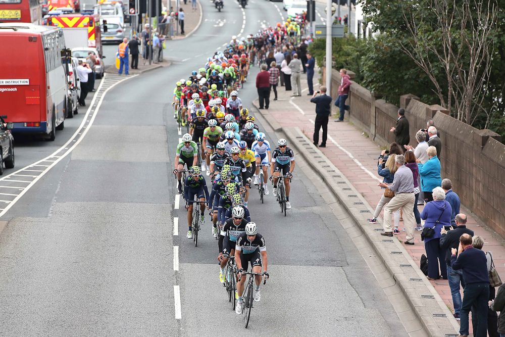 The peloton in action during stage 3 of the 2015 Tour of Britain.