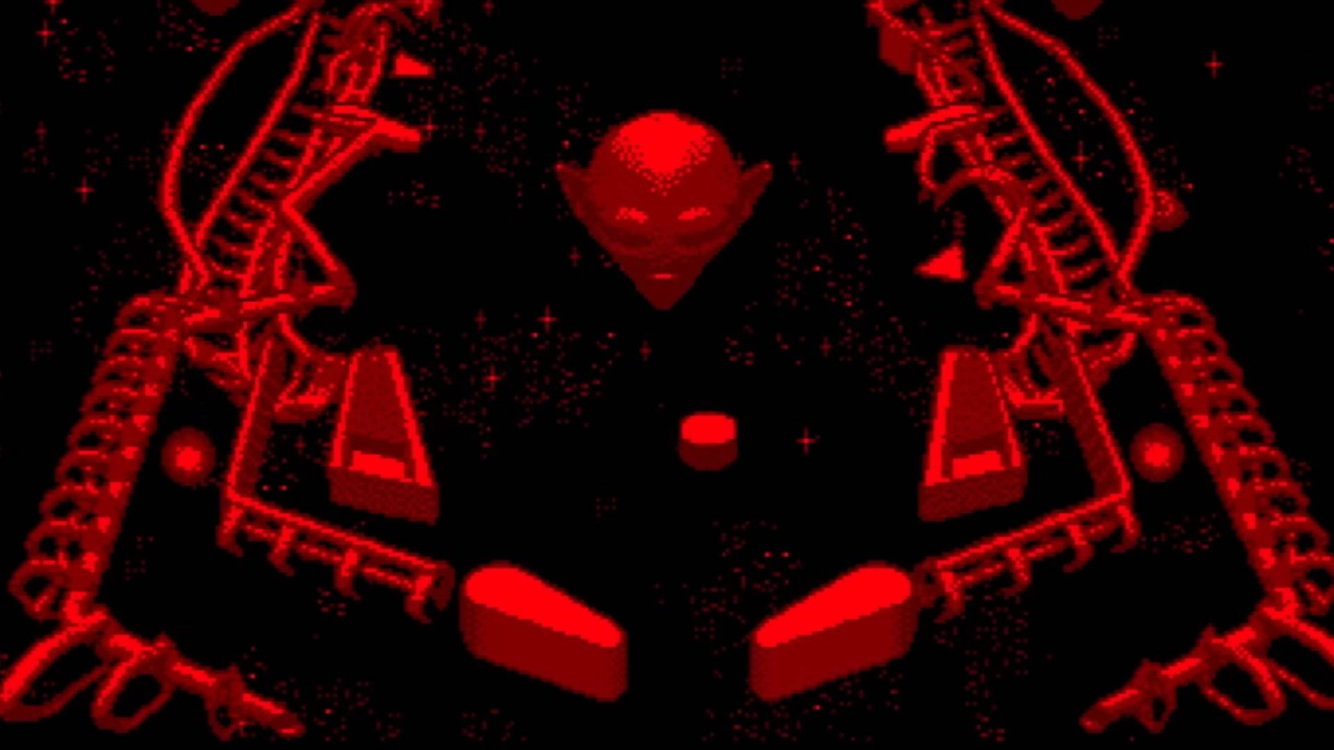 A zoomed-in screenshot of Galactic Pinball shown in the Nintendo Switch Online Virtual Boy footage.