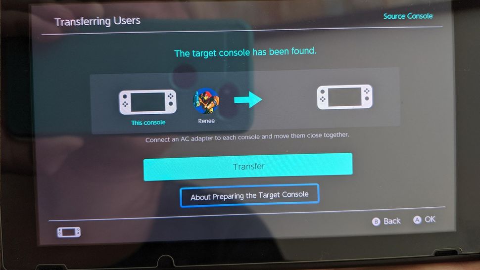 How to transfer user data from one Nintendo Switch device to another