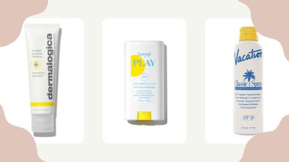 Three of the best sunscreens for sensitive skin including Supergoop, Dermalogica, Vacation