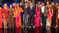 The Big Brother 28 cast all lined up together on the stage on finale night.