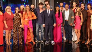 The Big Brother 28 cast all lined up together on the stage on finale night.