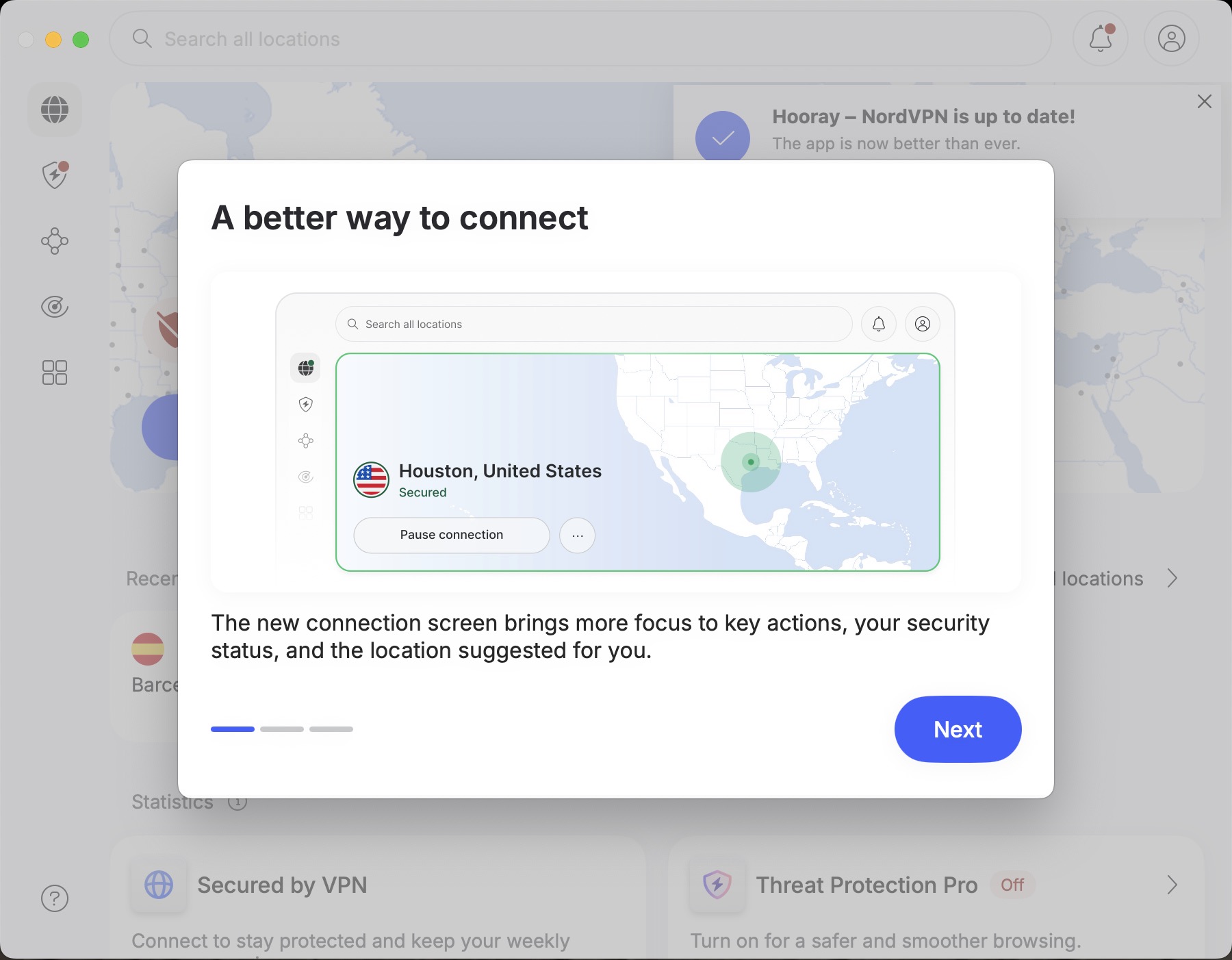 Screenshot NordVPN desktop app (April 2026)