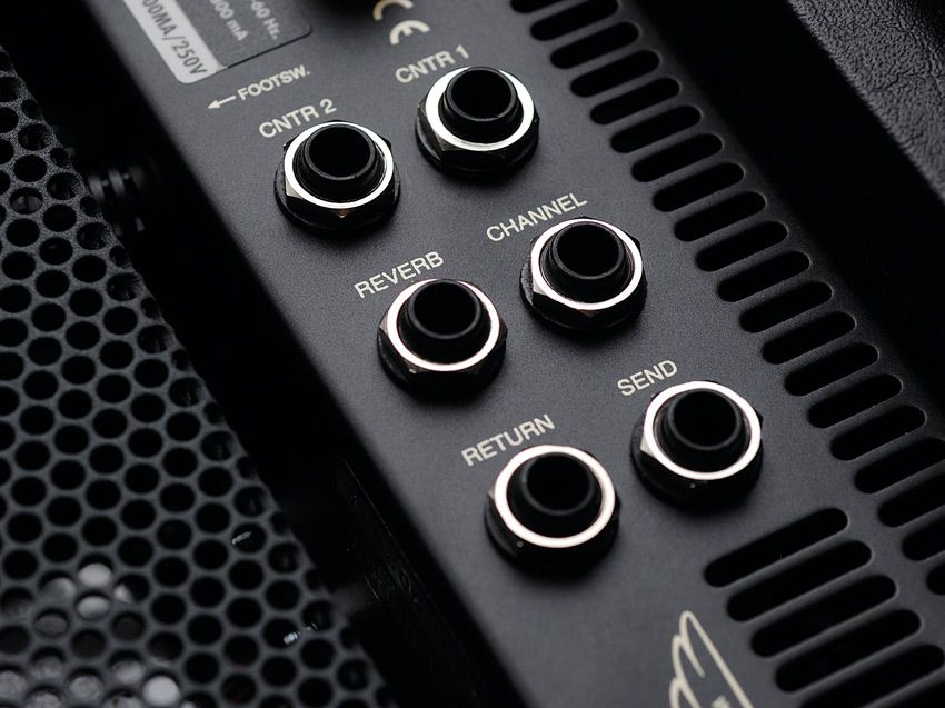 Remote switching jacks for channel and reverb are located on the rear panel