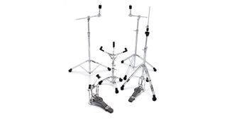 Mini boom cymbal stands feature retractable, knurled boom arms which can be set straight or as boom arms