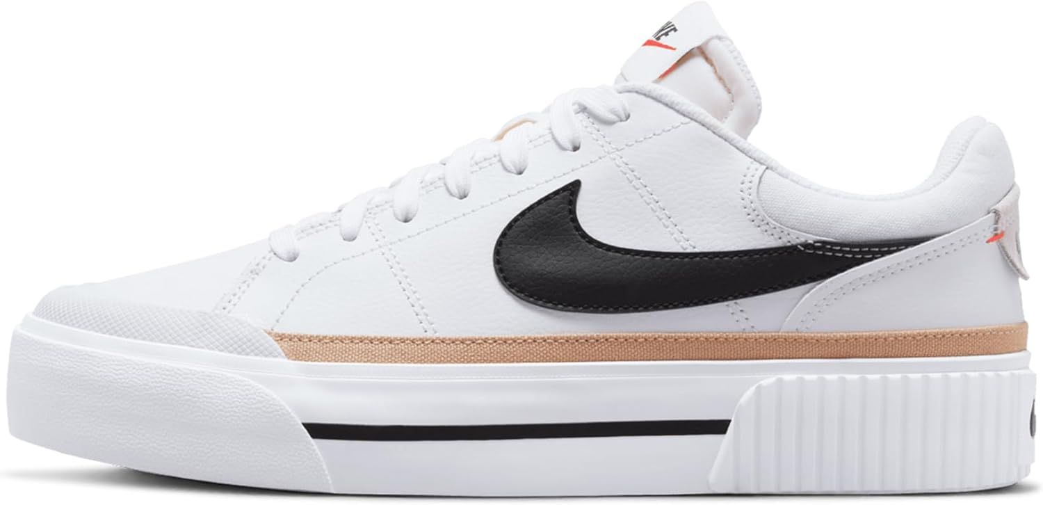 Nike Women's Court Legacy Lift Shoes, White/black-Hemp-Team Orange, 11.5