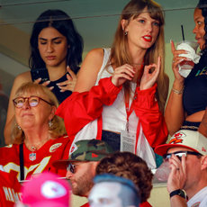 Taylor Swift watches during a regular season game between the Kansas City Chiefs and the Chicago Bears at GEHA Field at Arrowhead Stadium on September 24, 2023 in Kansas City, Missouri