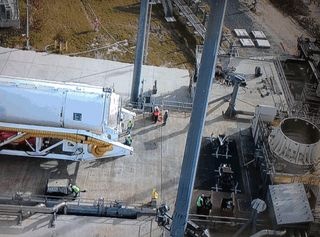 Antares First Stage Arrives at the Launch Pad