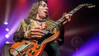 Jake Kiszka of Greta Van Fleet performs at a sold out show at the Fillmore Detroit on May 25, 2018.