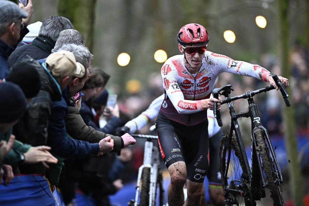 Belgian Michael Vanthourenhout pictured in action during the men's elite race of the World Cup cyclocross cycling event in Gavere on Thursday 26 December 2024, stage 7 (out of 12) of the UCI World Cup competition.
BELGA PHOTO JASPER JACOBS (Photo by JASPER JACOBS / BELGA MAG / Belga via AFP)