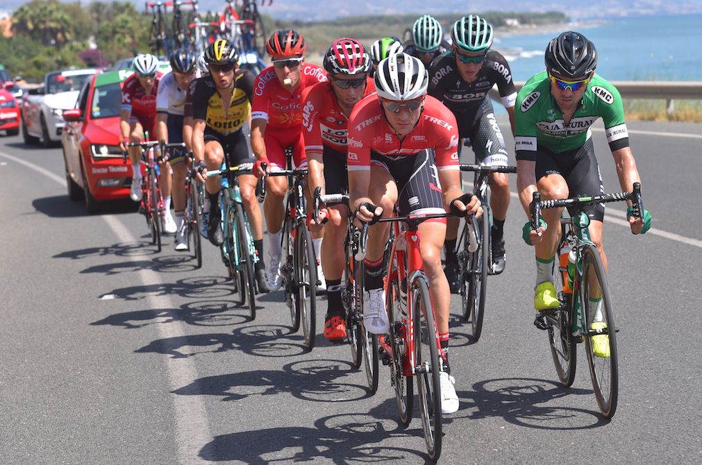 Edward Theuns leading the breakaway on the 12th stage of the Vuelta a Espa&ntilde;a