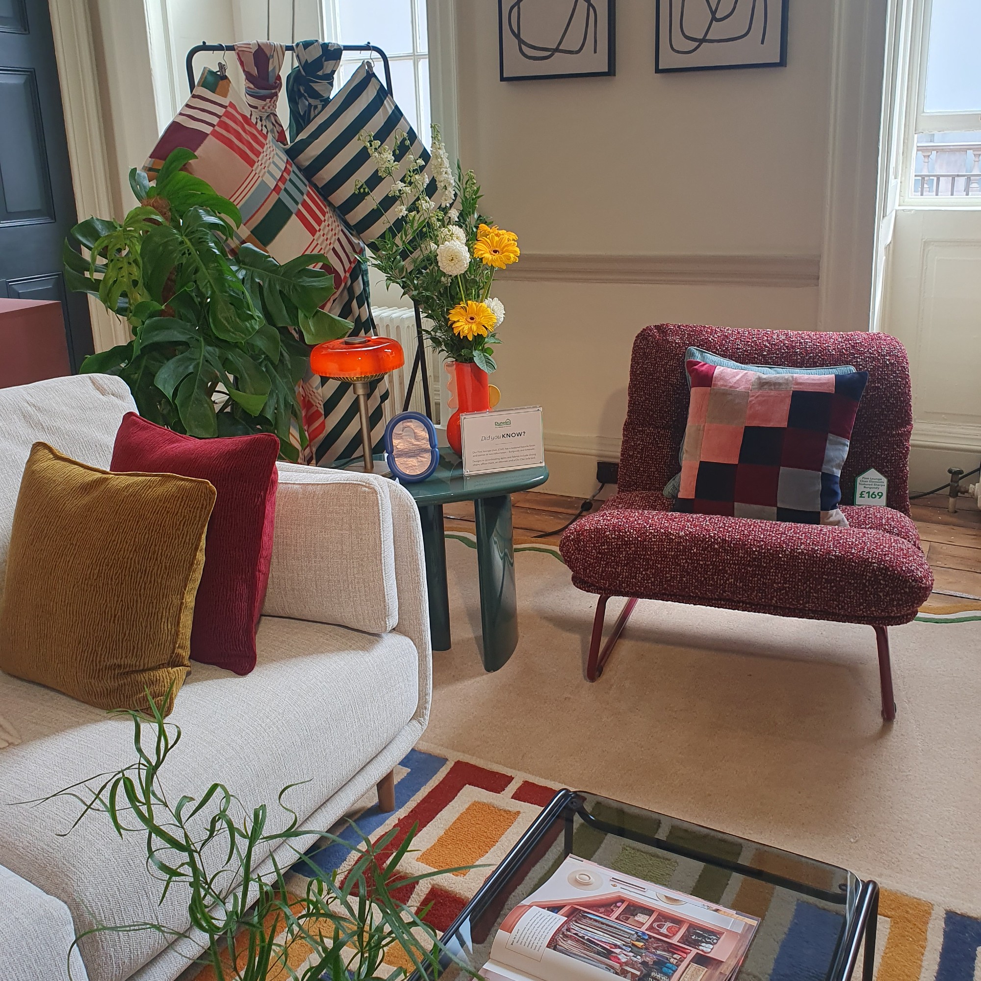 Dunelm Elements Finn Textured Sherpa Occasional Armchair in cherry red at the Dunelm autumn/winter 2025 press show