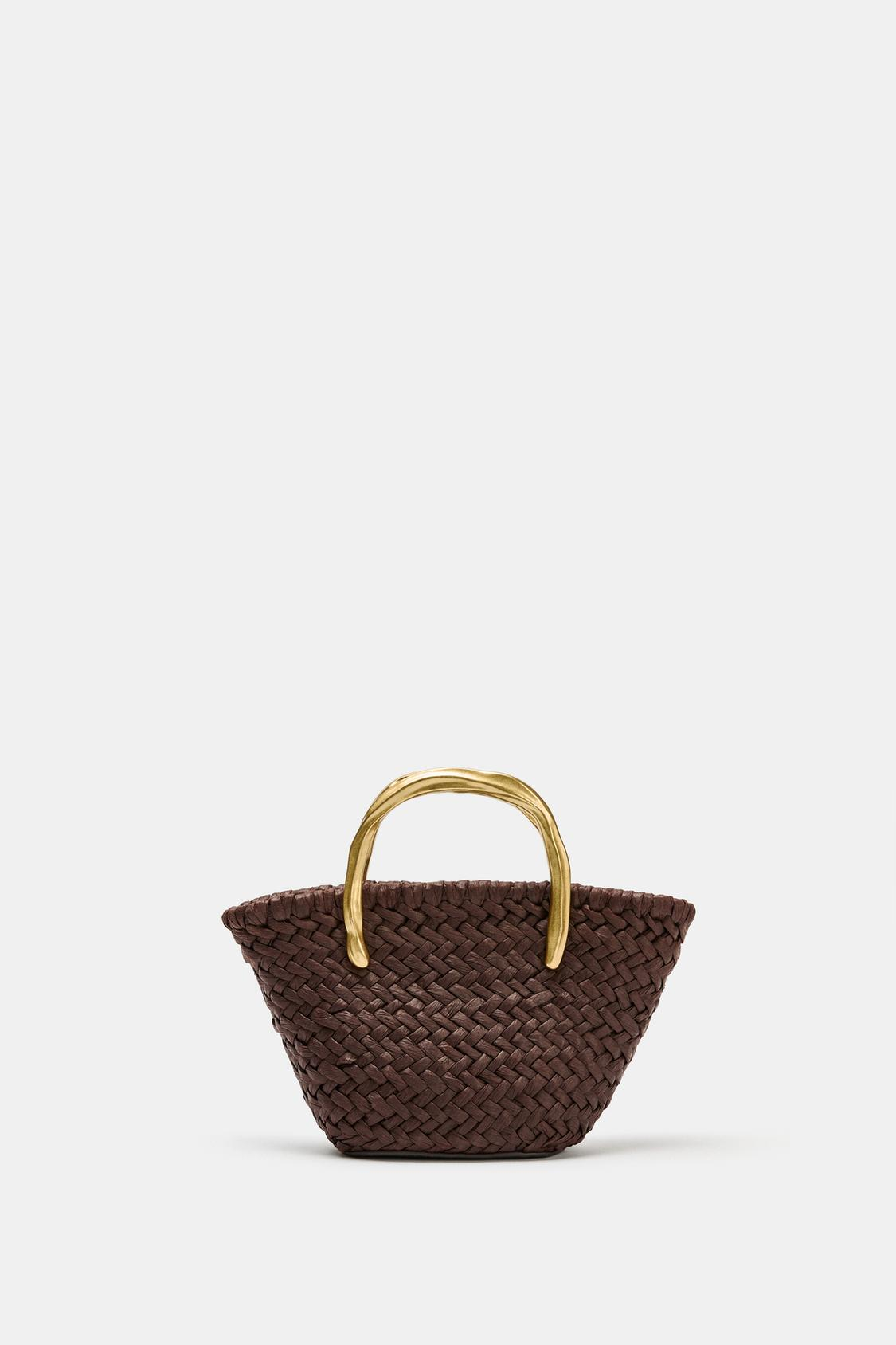 Zara , Mini Bucket Bag With Metal Handle Detail