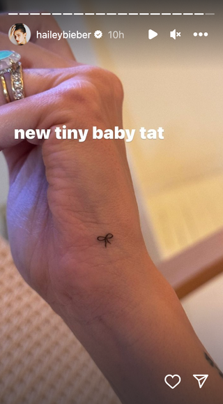 Hailey Beber posted a photo of her latest tattoo on her Instagram stories.