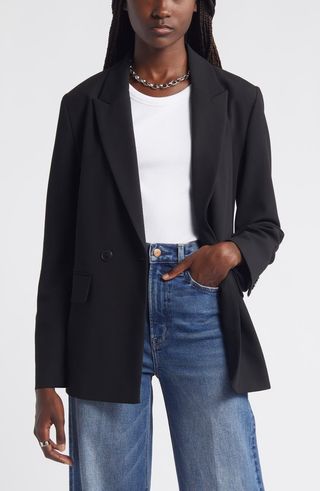 Double Breasted Peak Lapel Blazer