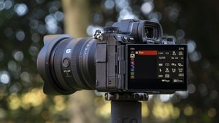 Side view of the Sony A9 III camera with 24-50mm lens attached