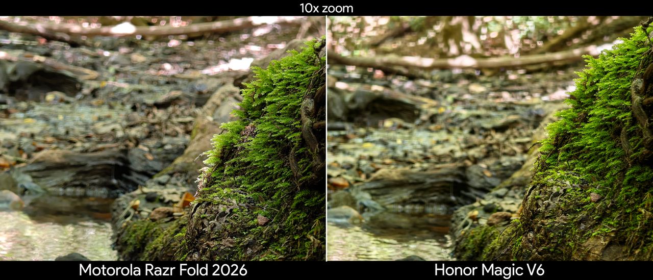 Comparing telephoto camera quality between the Motorola Razr Fold 2026 and Honor Magic V6