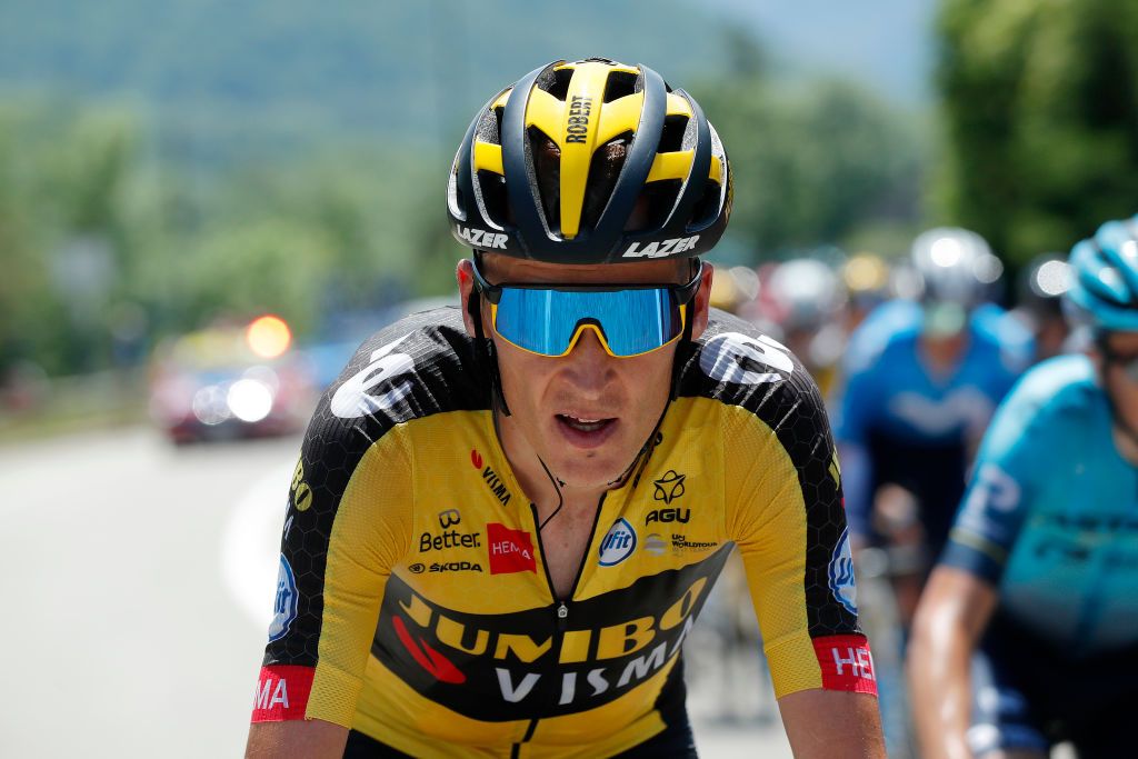 LE SAPPEYENCHARTREUSE FRANCE JUNE 04 Robert Gesink of Netherlands and Team Jumbo Visma during the 73rd Critrium du Dauphin 2021 Stage 6 a 1672km stage from LoriolsurDrome to Le SappeyenChartreuse 1003m UCIworldtour Dauphin dauphine on June 04 2021 in Le SappeyenChartreuse France Photo by Bas CzerwinskiGetty Images